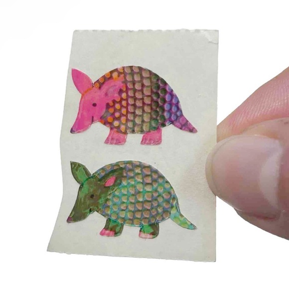 Vintage Sandylion Iridescent Shiny Multicolour Armadillo Stickers Rainbow Animal - Picture 9 of 10
